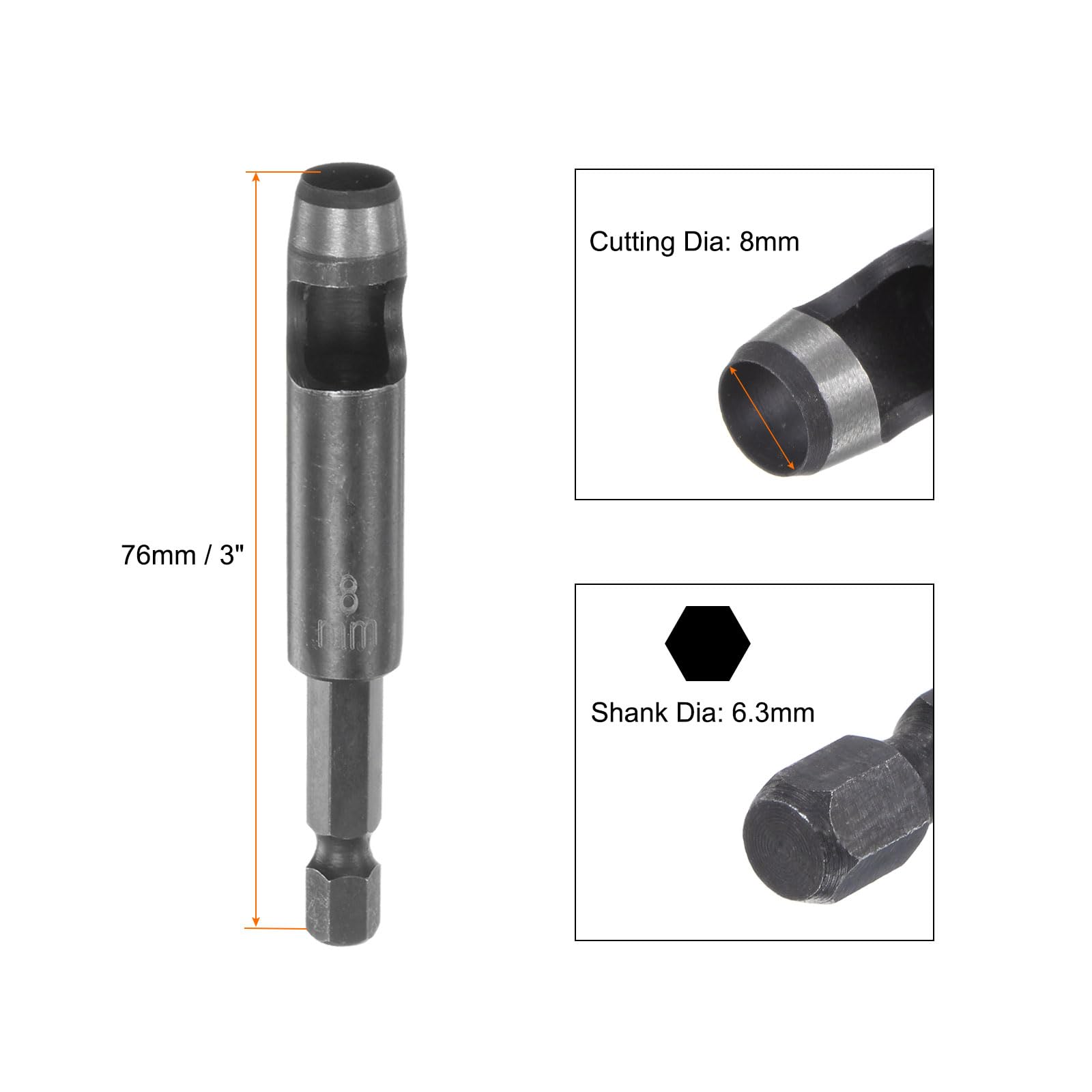 Emporte-pièce Creux Pour Cuir 21 Mm - Tige Hexagonale 1/4" Pour Perceuse - Travaux Du Cuir Et Tissus épais