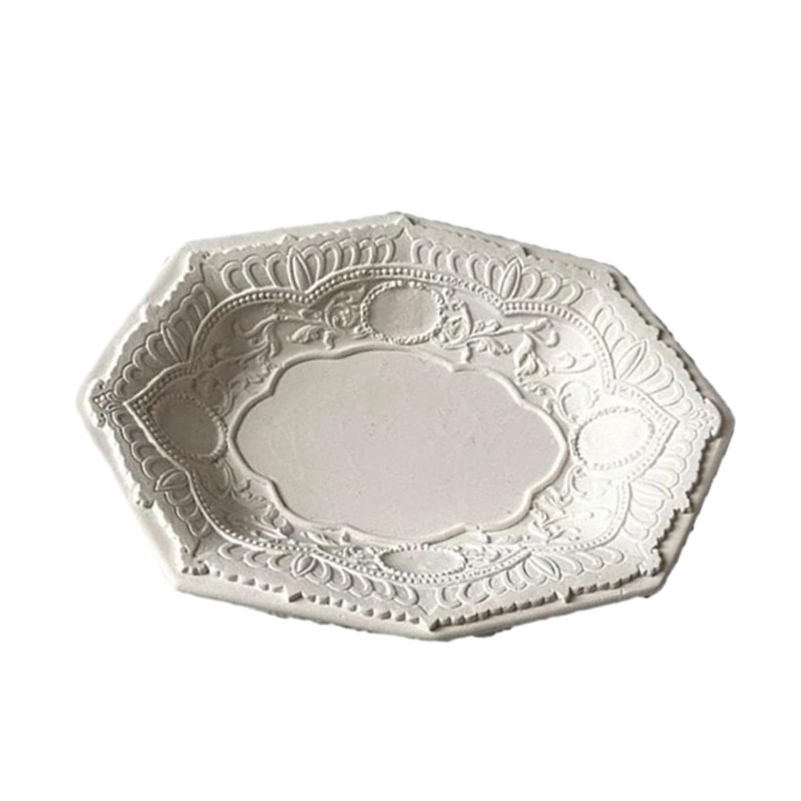 Glifora Embossed Jewellery Tray - Vintage Small Trinket Holder Dish for Rings, Necklaces, Bracelets and Keys, Decorative Dresser Storage Organiser Tray for Women and Girls