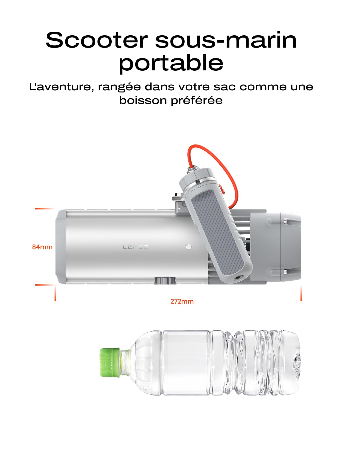 LEFEET P1 Lite Scooter sous-Marin, Propulseur Aquatique Portable 4 Vitesses, Autonomie 60 Min, Profondeur 60m avec Support Caméra