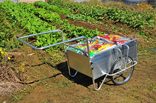 リビングアウト(Living Out) 折りたたみアルミリヤカー シルバー 幅87×奥行171×高さ72~82cm 大型タイプ 折り畳み リヤカー リアカー コンパクト 収納簡単 農作業 ノーパンクタイヤ 耐荷重80㎏ コンテナボックス 5枚目