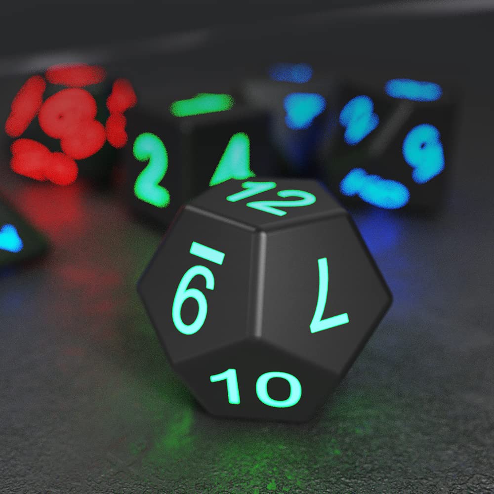 Dados de rol Luminoso Dados rol con Estuche de Carga Adecuado para Dragones y Mazmorras Juego de Mesa Dungeons and Dragons etc.,Juegos de Mesa