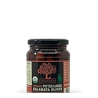 Vista 7 de Aceitunas Kalamata negras orgánicas, sin OMG, sin gluten, grandes, sin hueso, orgánicas con certificación USDA (13.1 onzas), producto de Kalamata