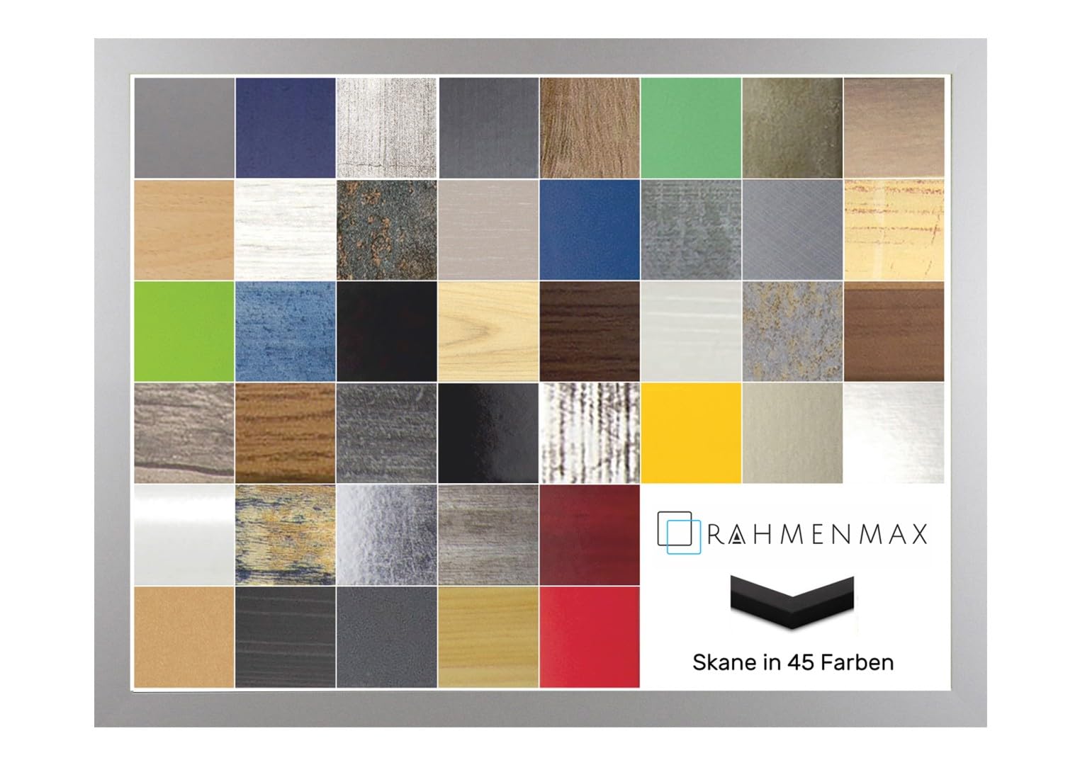 RahmenMax Skane Cadre photo, cadre pour posters, cadre pour puzzles, 50 x 70 cm, argenté mat, 70 x 50 cm, avec panneau arrière blanc et verre acrylique antireflet