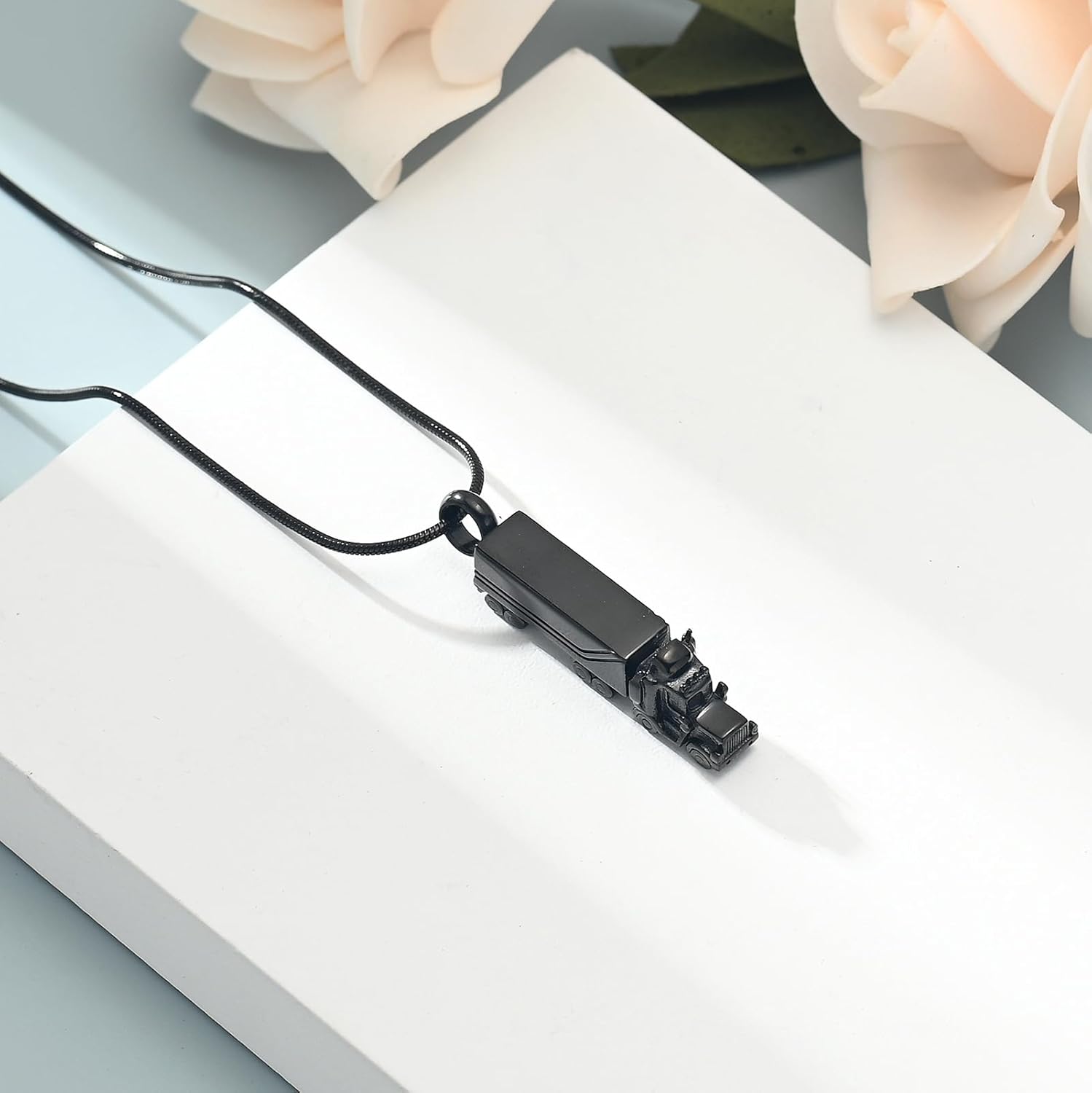 shajwo 18 Wheeler Semi Truck Urn Necklace for Ashes for Men Women Cremation Jewelry of Loved Ones Memorial Locket Pendant - Image 4