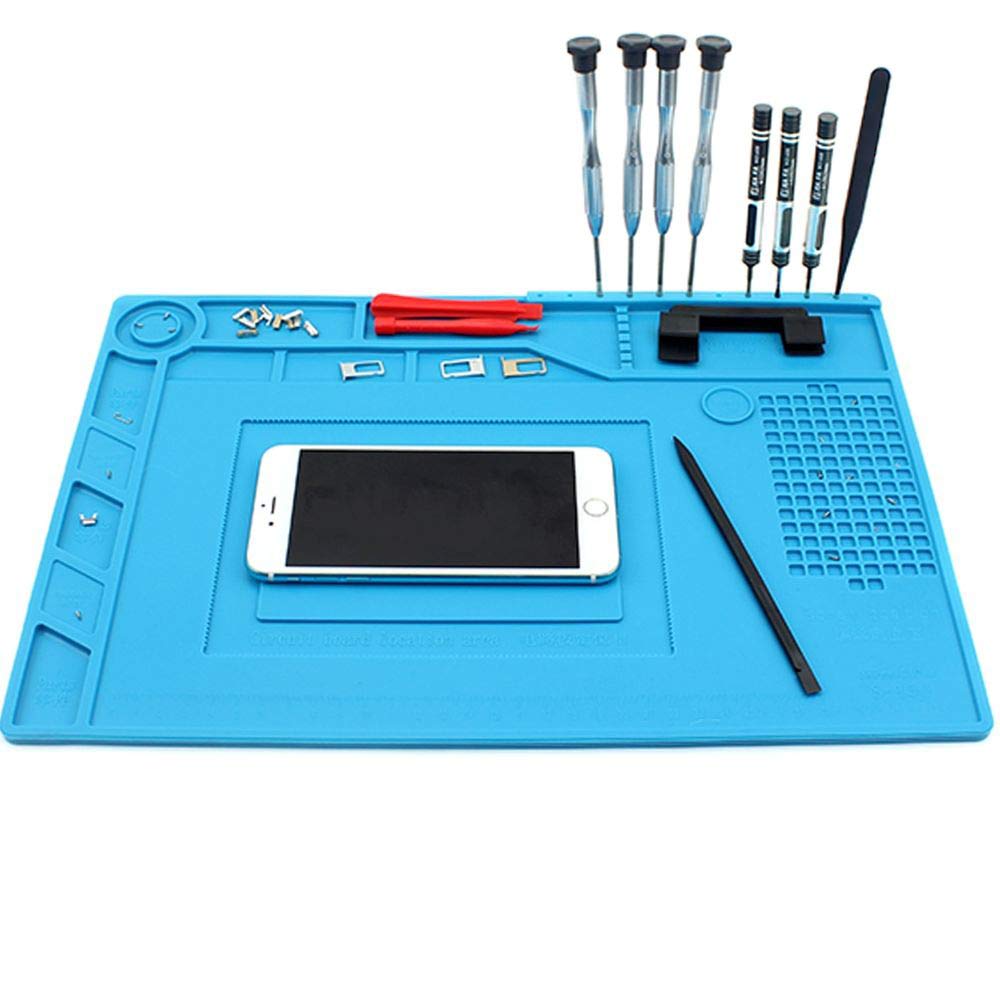 Rubik Basic Magnetic Heat Insulation Silicone Working Desk Mat Hot Air Gun BGA Soldering Repair Station Screw Pad S-150 Blue