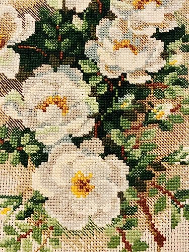 Image of RIOLIS - White Briar 1351, Floral Cross Stitch Kits 8.25 inchX11.75 inch, Cross Stitch Kits for Beginners & Advanced, Crossstitching Kits Adult, Counted Stitching Kits, Flowers Embroidery Kit
