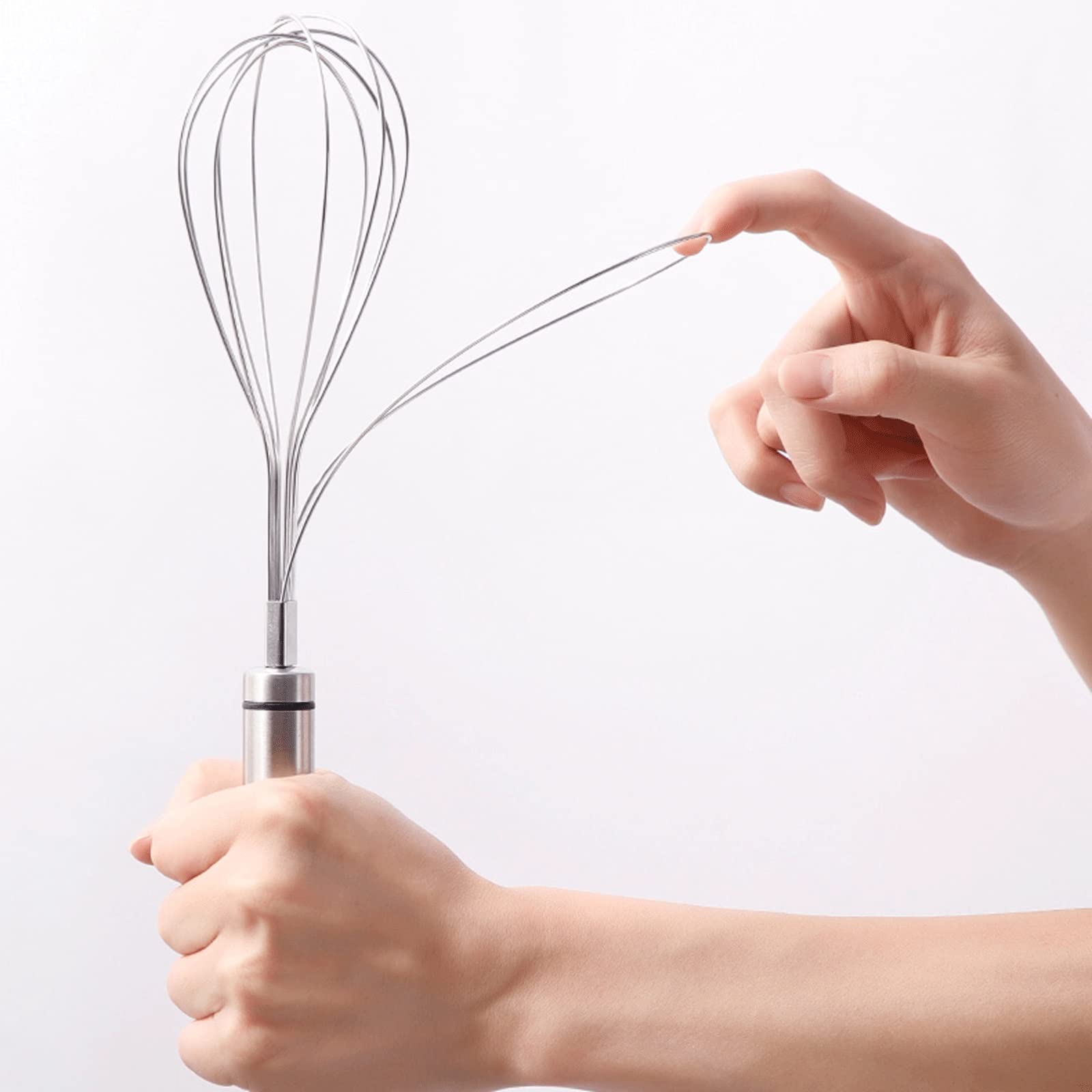 Batidor de huevos de acero inoxidable 304, adecuado para mezclar la masa, remover los suplementos alimenticios, batir los huevos y batir la crema, acero inoxidable 304, plata, 30 cm.