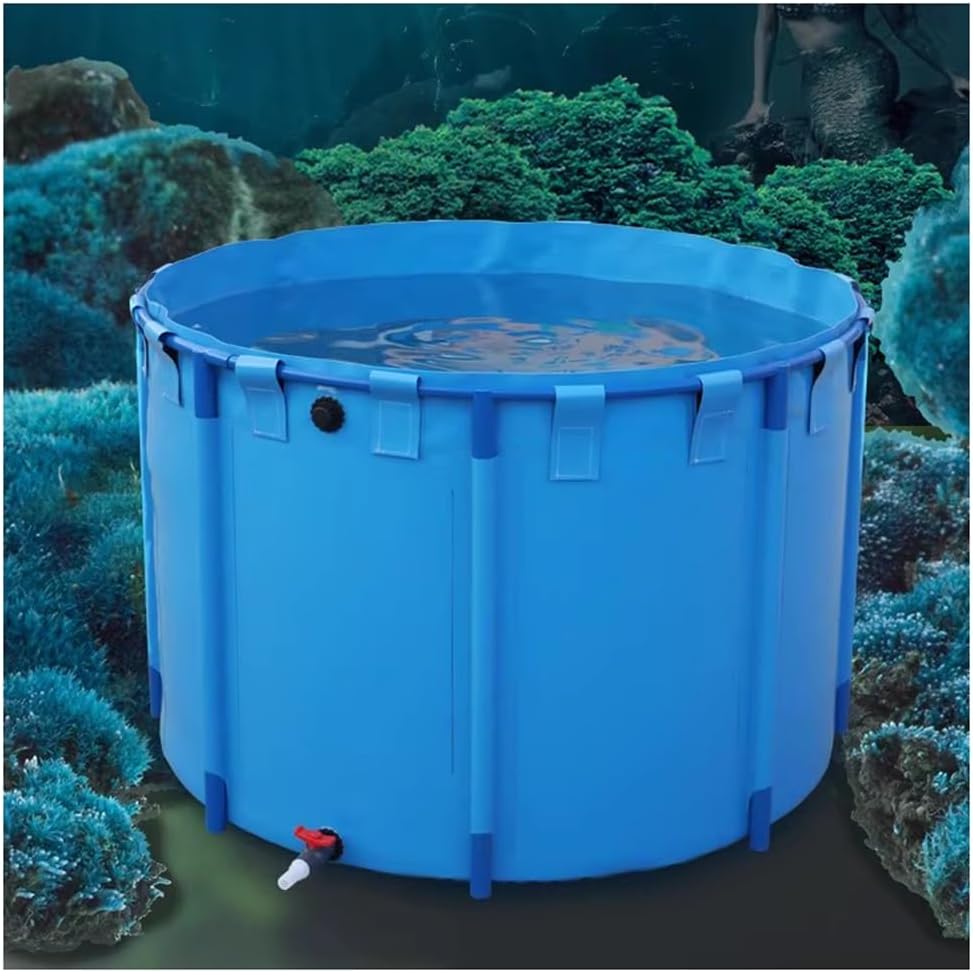 Durable 1.8x1m PVC Framed Round Fish Pond - Thickened Canvas Koi Pool for Outdoor Use, Ideal for Fish Farming & Aquatic Plants, 5.9x3.28ft