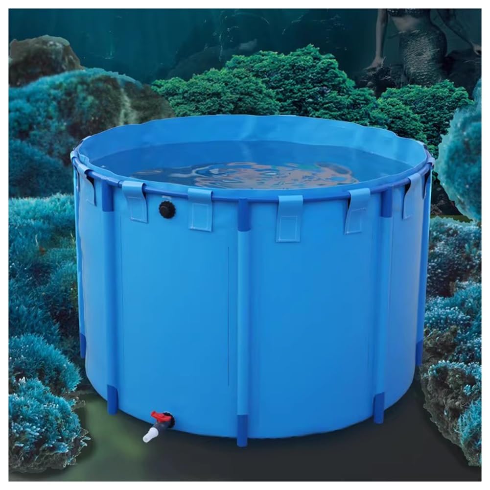 Estanque de peces de PVC duradero de 2,5 x 1,2 m de lona redonda gruesa para cultivo acuático al aire libre, perfecto para uso en jardín y patio trasero