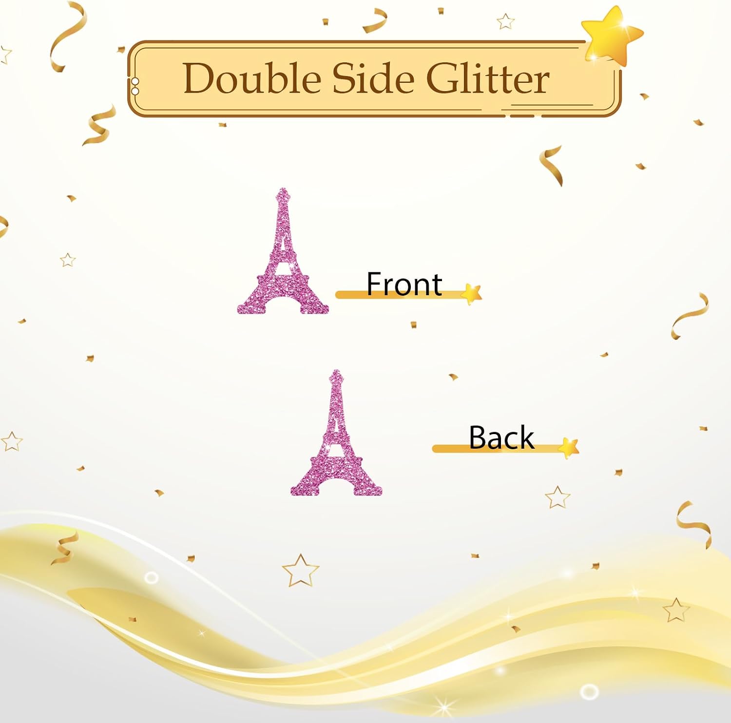 100pcs Eiffel Tower Confetti, Black&Pink Glitter Paris Party Table Confetti, Paris French Theme Party Paper Scatters, Baby Shower/Bridal Shower Party Table Decoration