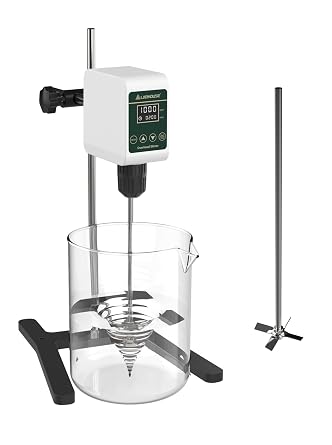 OS-5S Digital Overhead Stirrer 10L(H2O) Lab Stirrer H-Base Stainless Steel Stand & 1 Stirring Paddle | 100-1200RPM,10000 mPas,Timing 1min-24h