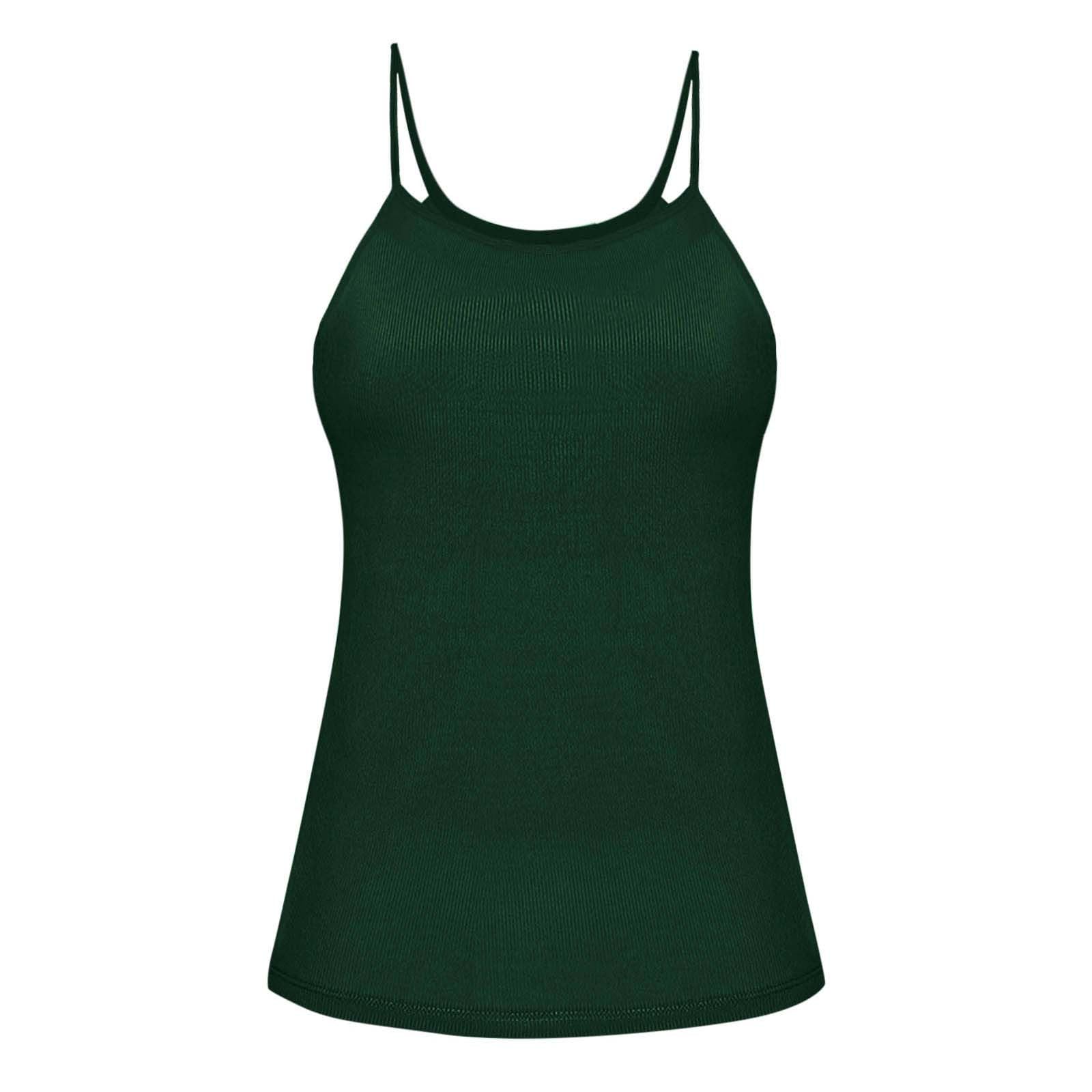 Camiseta interior básica para mujer con sujetador acanalado de punto espagueti, parte superior elástica, ajustada, tirantes delgados, sin aros, camiseta de tirantes