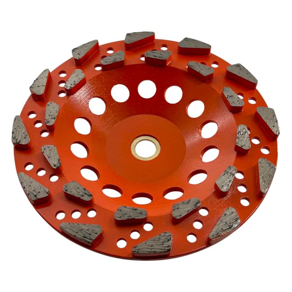 7" High Performance Diamond Grinding Wheels for Aggressive Concrete, Paint, Epoxy, Mastic & Coating Removal, #20 Grit, 24 Segments, 7/8"-5/8"
