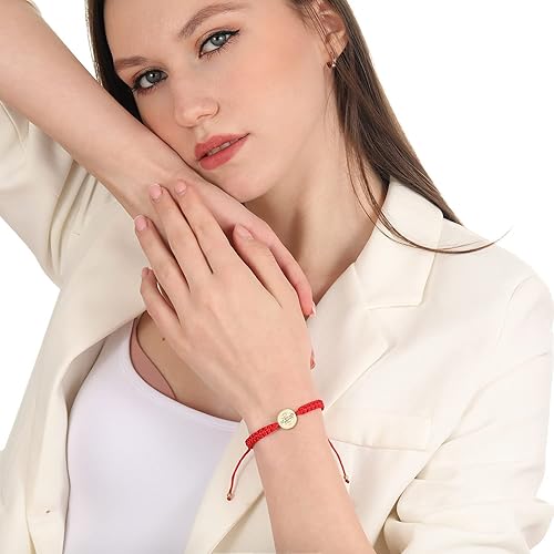 Miniatura 4 de 6-12Pieces San Benito Bracelet Handmade Red Knot String Bracelet Virgin Mary and Saint Jude Adjustable Medal Rosary Bracelet Luck Black Cord Braided