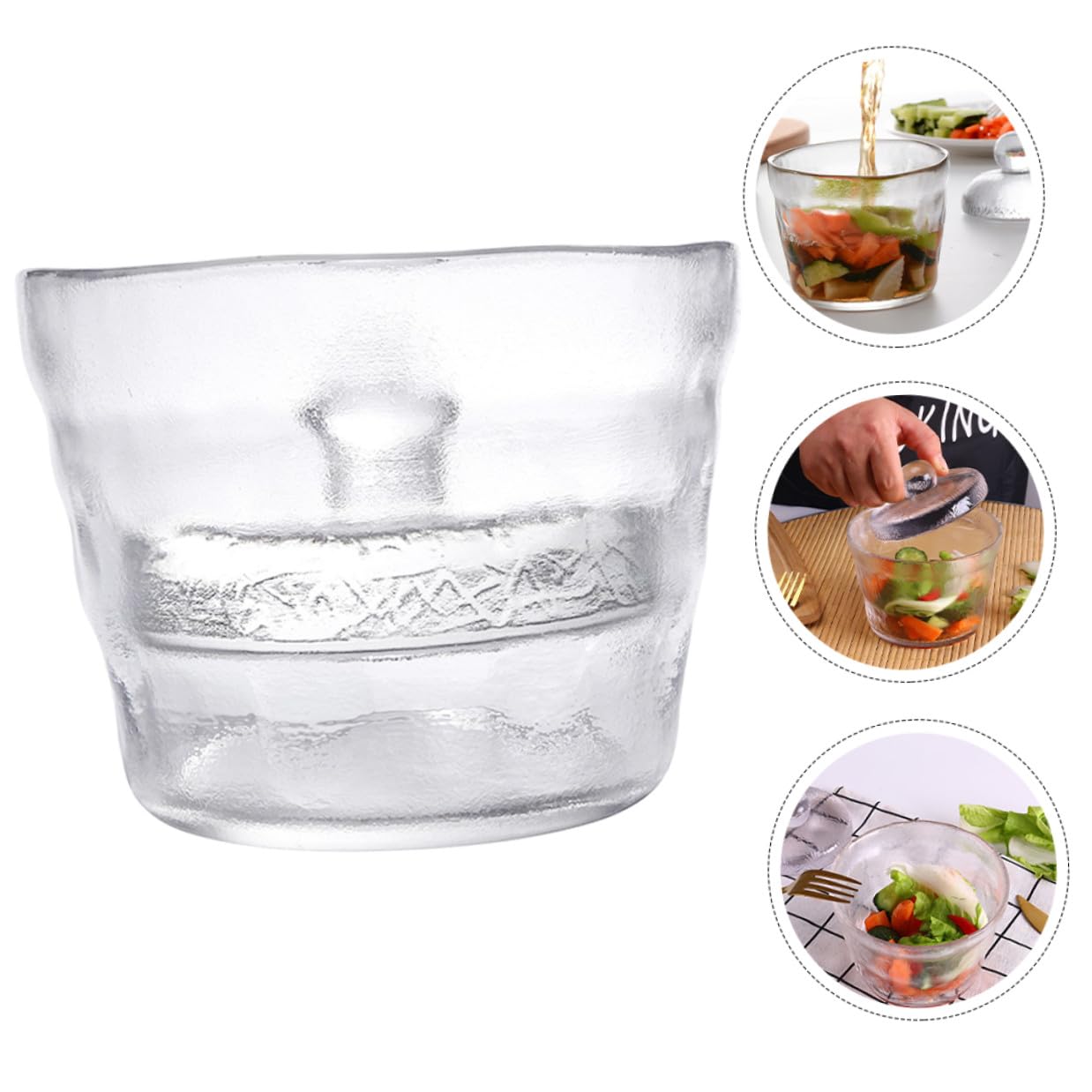 650ml Glas Gurkenglas mit Deckel Rundes Einmachglas für Gemüse Luftdicht Verschließbar Praktisches Gärglas für Küche und Restaurant