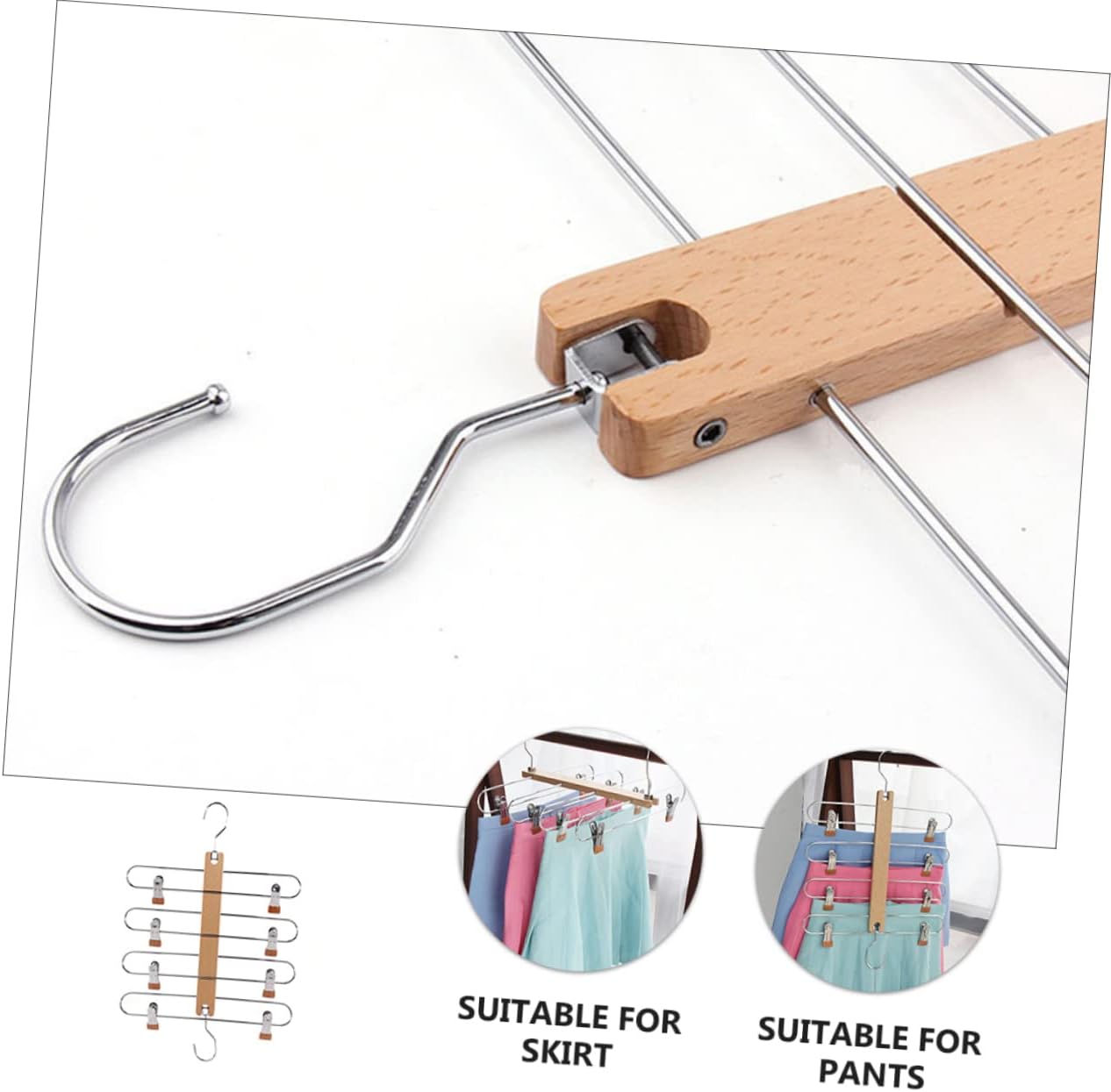 Holibanna 1pc Multi Skirt and Pants Hanger Rack Clips Space-Saving Closet Organizer for Trousers Scarves and Skirts Versatile Design Finish