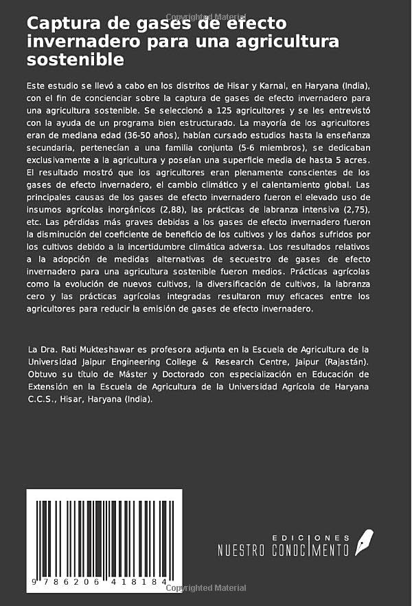 Miniatura 2 de Captura de gases de efecto invernadero para una agricultura sostenible Enfoque de los agricultores hacia una agricultura sostenible (Spanish Edition)