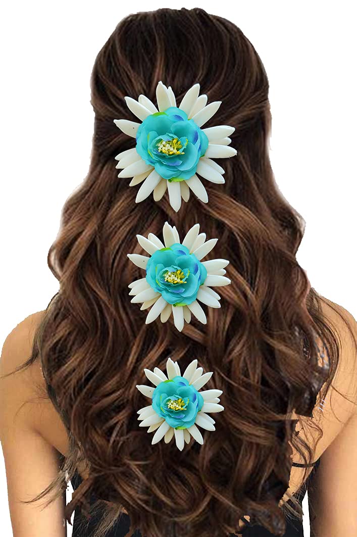 Artificial Plastic Rose Flower with Rounded Mogra Floral Design Hairpin/Hair Clip/Judabun | Hair Accessories for Women & Girls - 2247, Combo of 3-image-40