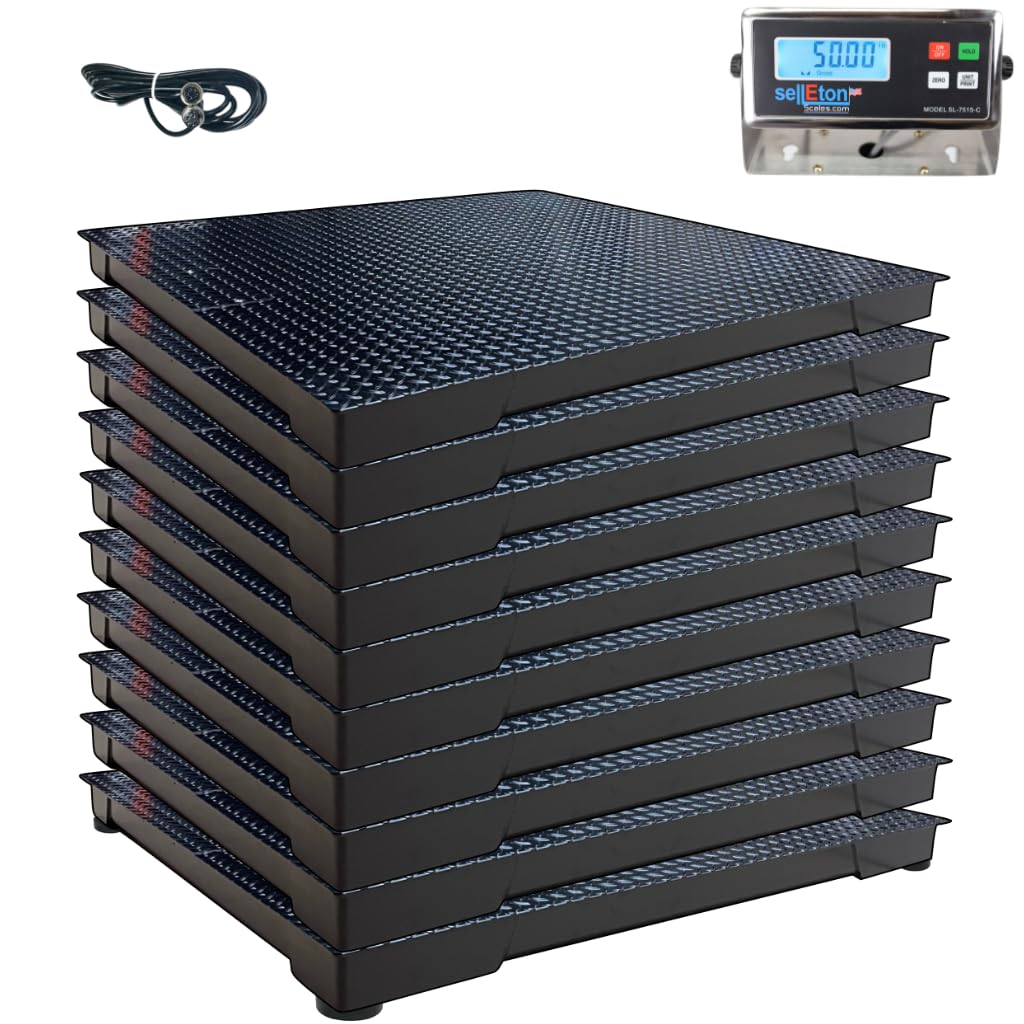 SellEton SL-700-2x3 | 24" x 36" Weigh Floor Scales with Indicator, Industrial & Warehouse use | 10x Multi-Pack (Black)