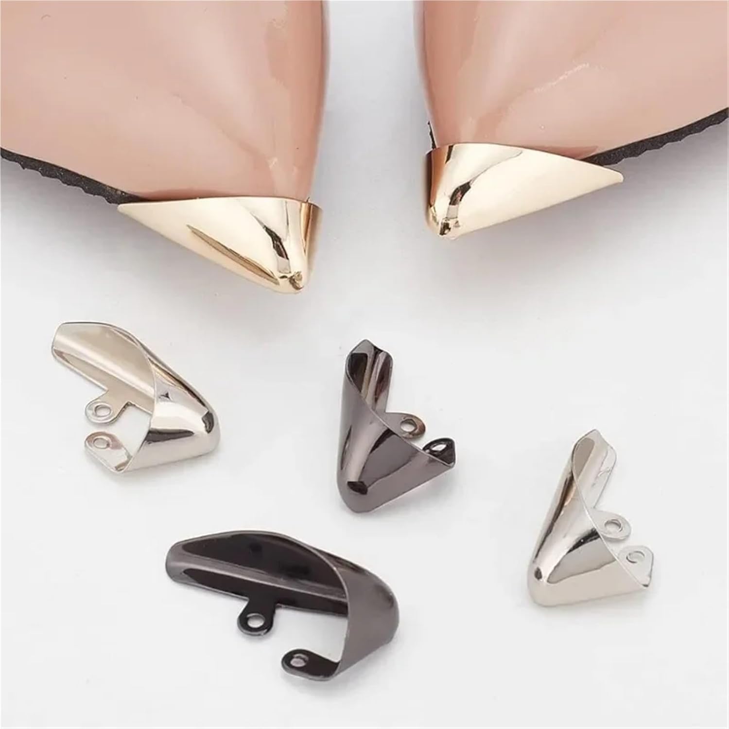 Metal Shoes Pointed Protector 18 Pcs 3 Colors Metal Shoes Pointed Protector, Triangle High Heel Toe Caps Pump Toe Head Cap Cover