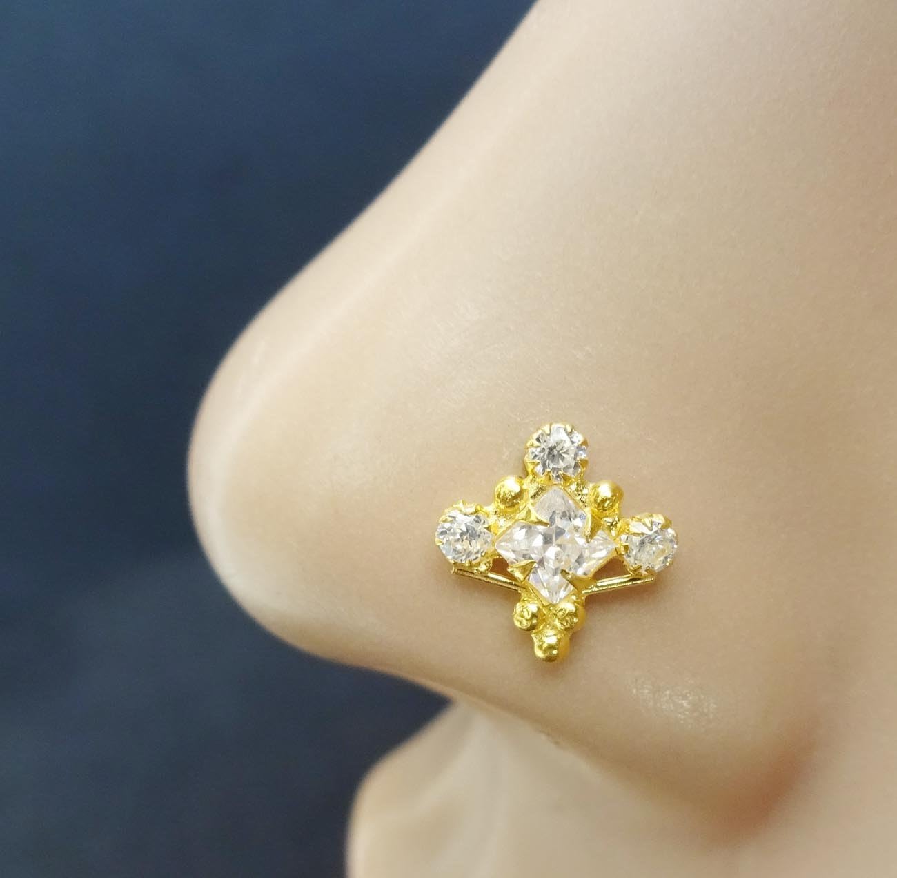 Unique Nose Stud Gold Nose Jewelry Medusa Piercing Crock Screw Nose Piercing CZ Nose Hoop Indian Nose Stud