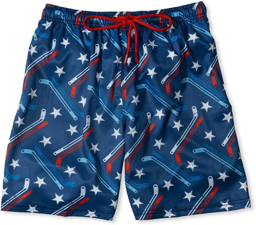 ChalkTalkSPORTS Hockey Swim Trunks | Swim Board Shorts | Youth and Adult Sizes