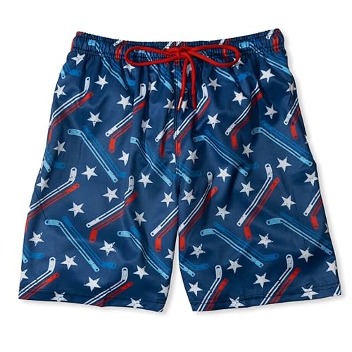 ChalkTalkSPORTS Hockey Swim Trunks | Hockey All American Board Shorts | Youth, Medium