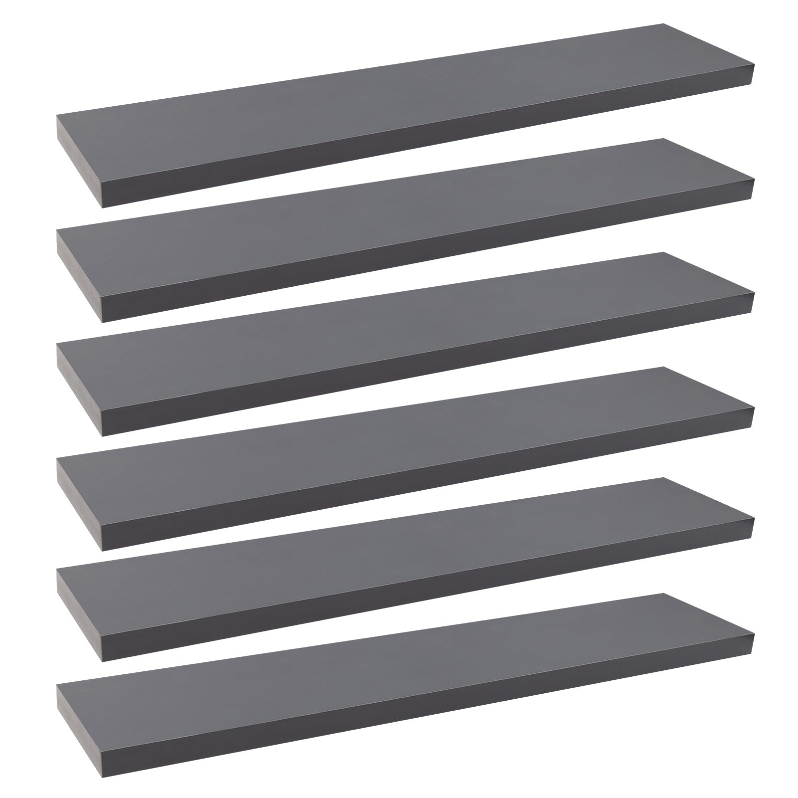WOLTU 6 Pcs Floating Shelves, 80cm Dark Grey Wall Shelf, Bookshelf — image 1