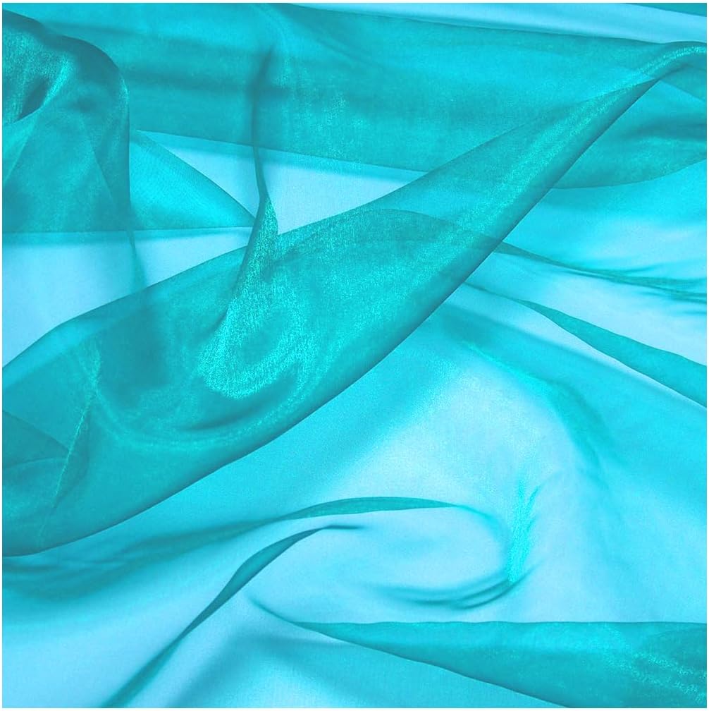 mds Pack of 85 Yards Long Bridal Solid Sheer Organza Fabric Bolt for Wedding Dress, Fashion, Crafts, Decorations, backdrop, Christmas Craft Supplies, Silky Shiny Organza Fabrics 44” Wide- Light Teal