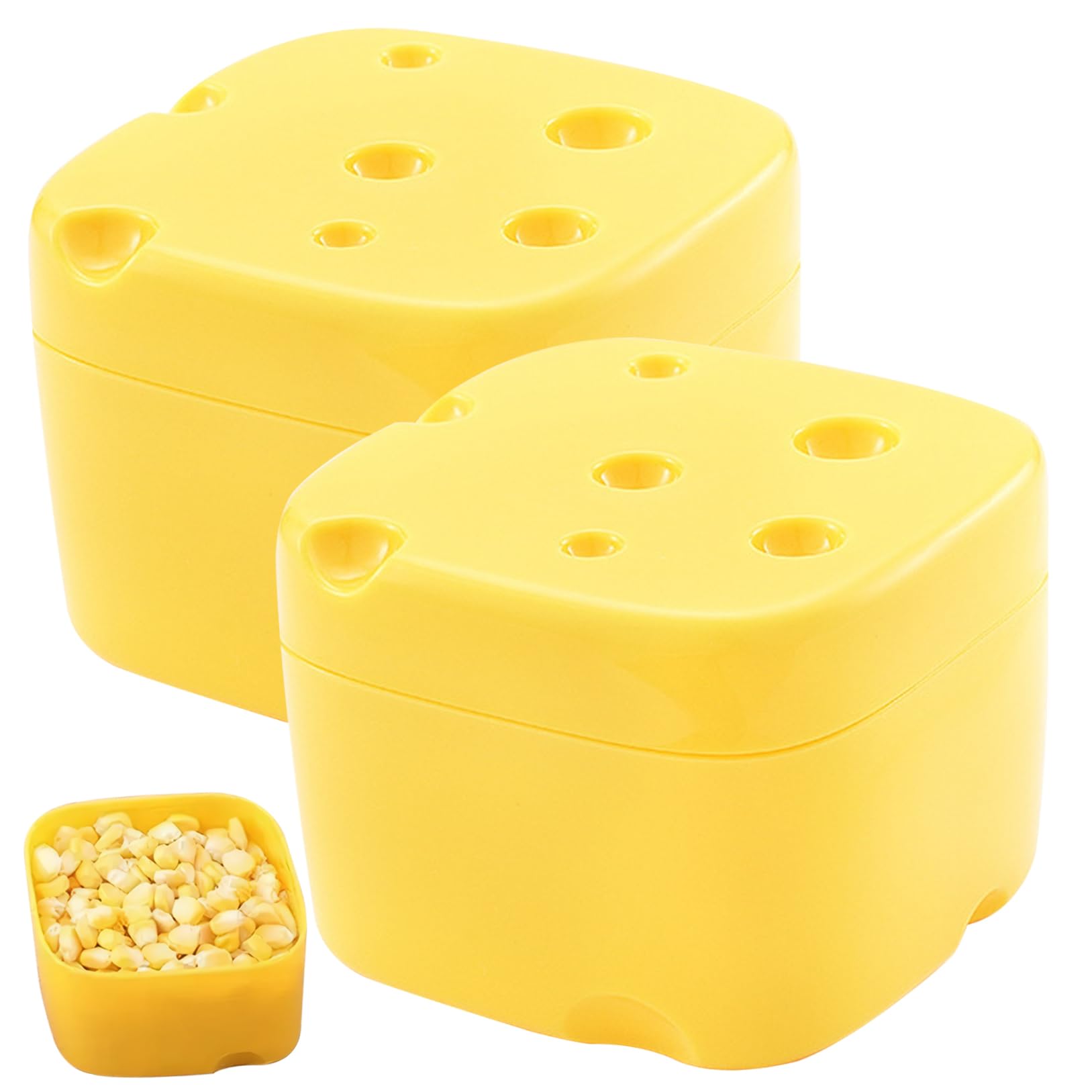 Tsawntd 2PCS Cheese Keeper for Refrigerator, 350ml Food Grade Plastic Cheese Storage, Leakproof Reusable Slice Holder with Lid Yellow Slice Holder Keeper for Refrigerator