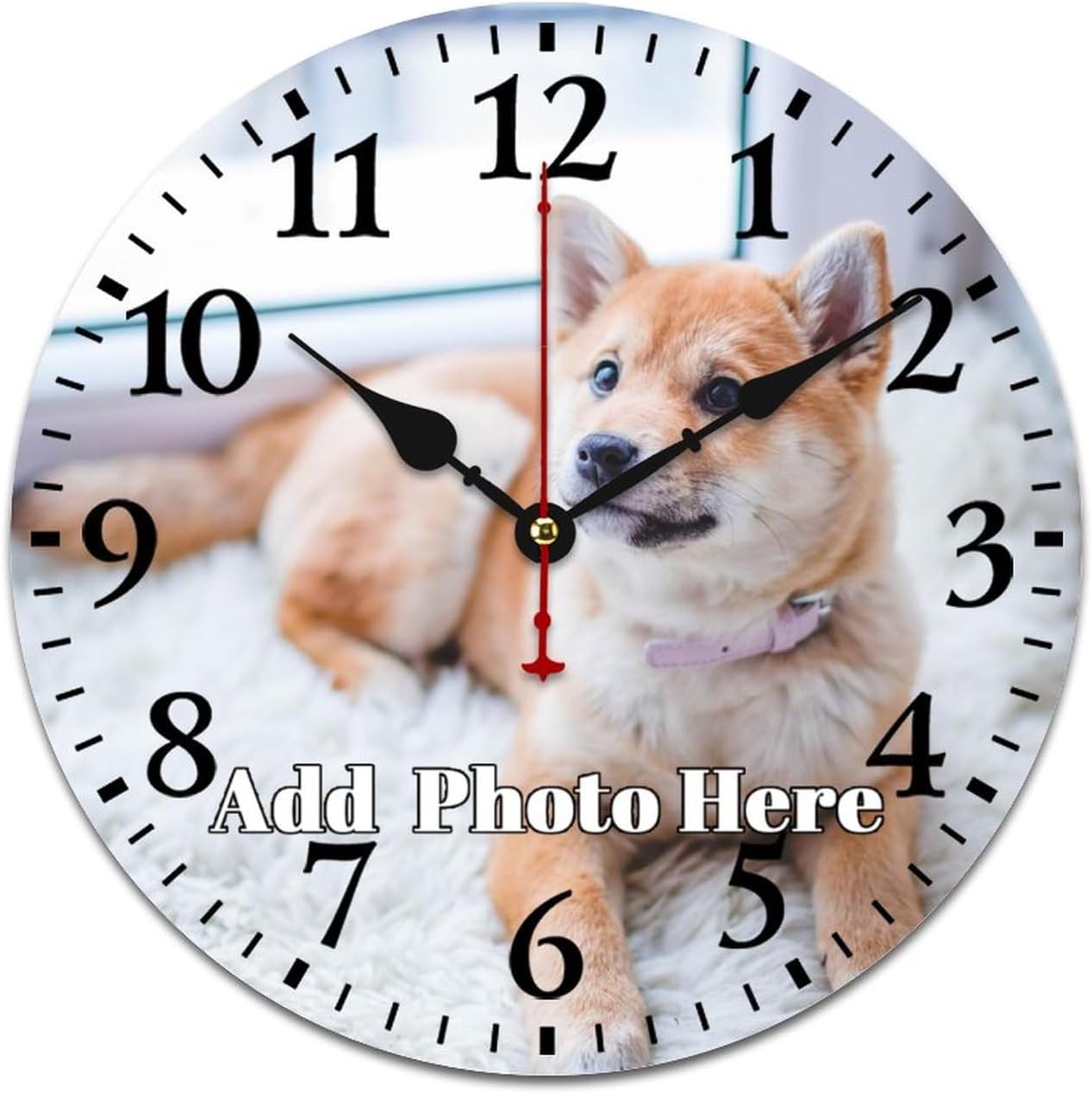 Personalized Custom Photo Wall Clocks with Image Logo Text for Bedroom Living Room Home Decor DIY Create Your own Wall Clock Silent Non Ticking Diameter 15.7 inch Style 3