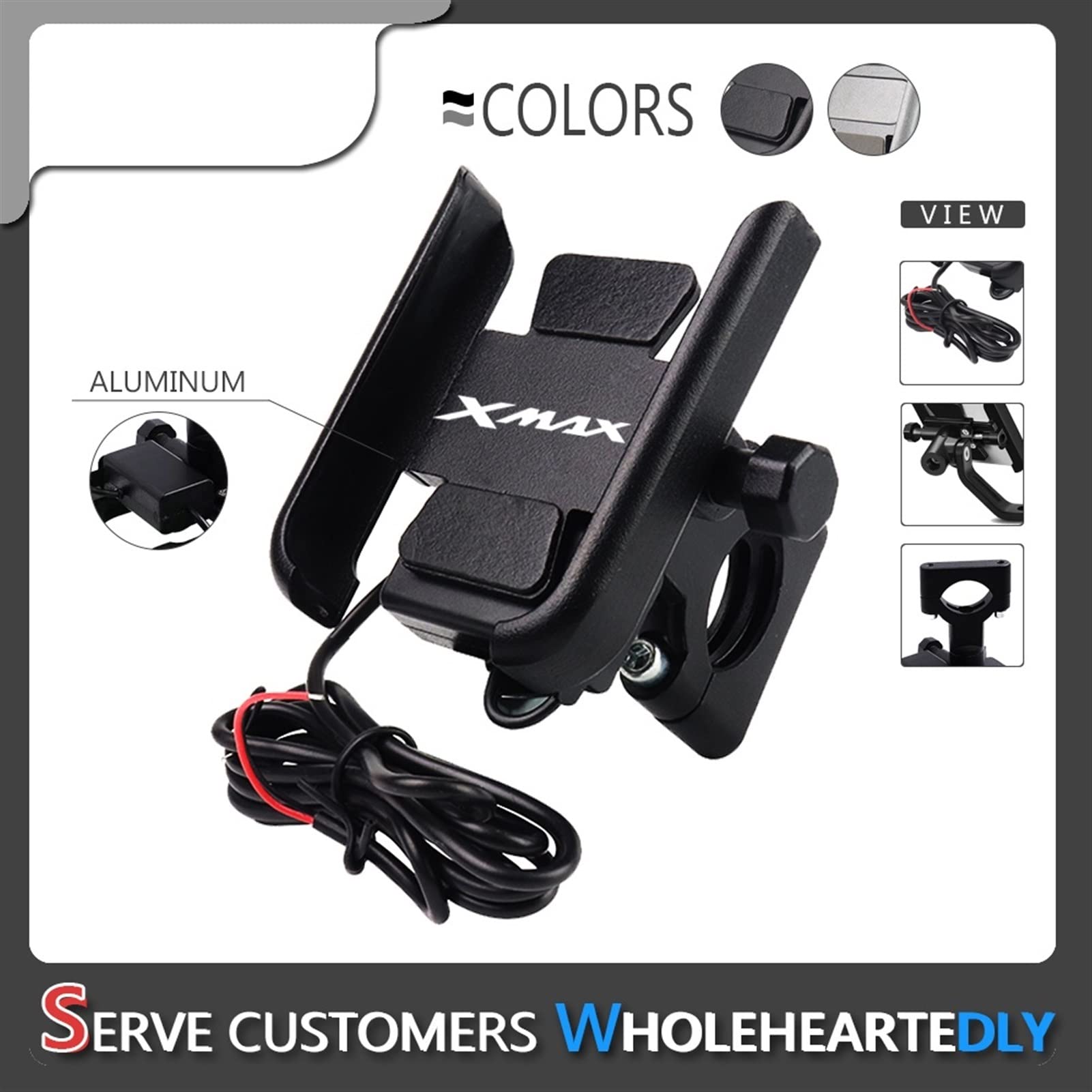 Support De Guidon Aluminium Pour Moto - Pour GPS Et Feux Additionnels - Installation Avant Facile - Noir