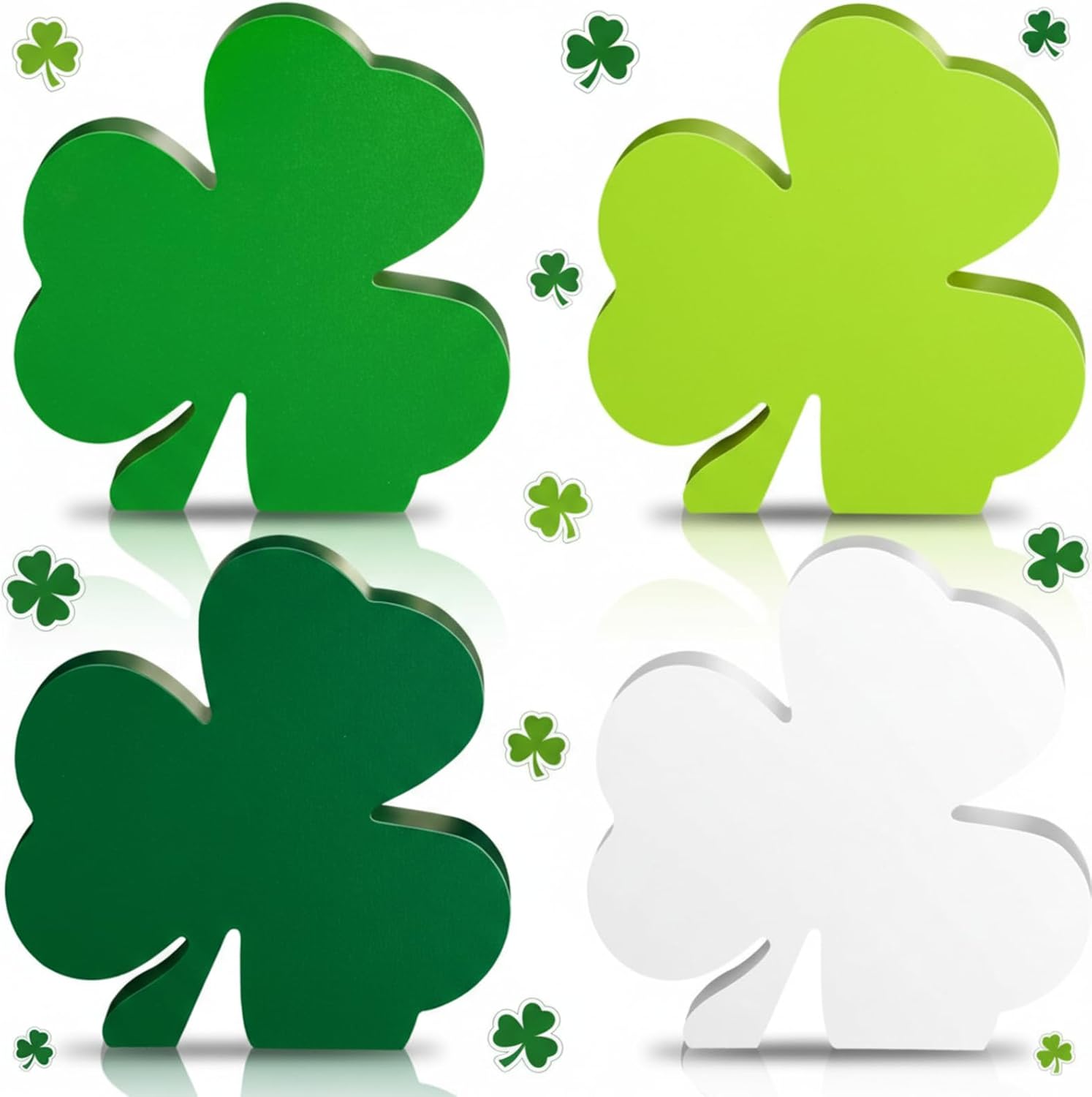 Amazon.com: Jetec 4 Pcs St Patricks Day Wooden Shamrock Decoration St ...