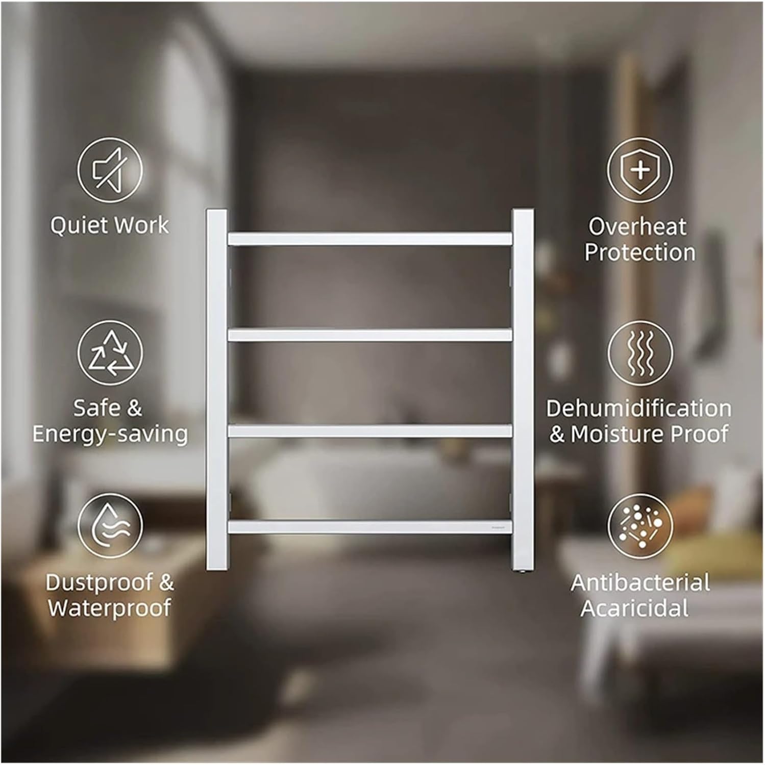 Smart Touch Waterproof Wall-Mounted Electric Heated Towel Rack - Intelligent Towel Warmer for Bathroom Adjustable Temperature Stylish Design Energy Efficient