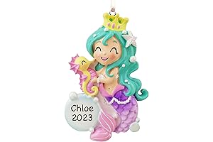 Personalized Mermaid Christmas Ornament 2024: Under the Sea Holiday Cheer in the...