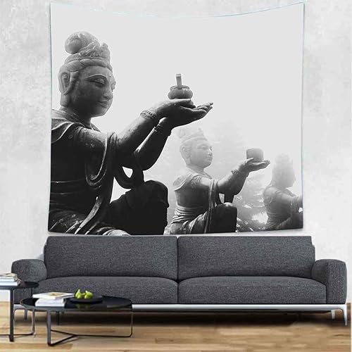 Miniatura 3 de UHOMETAP Tapiz de Buda, tapiz de estatua budista para colgar en la pared, decoración del hogar, 60 x 60 pulgadas, para dormitorio, sala de estar,