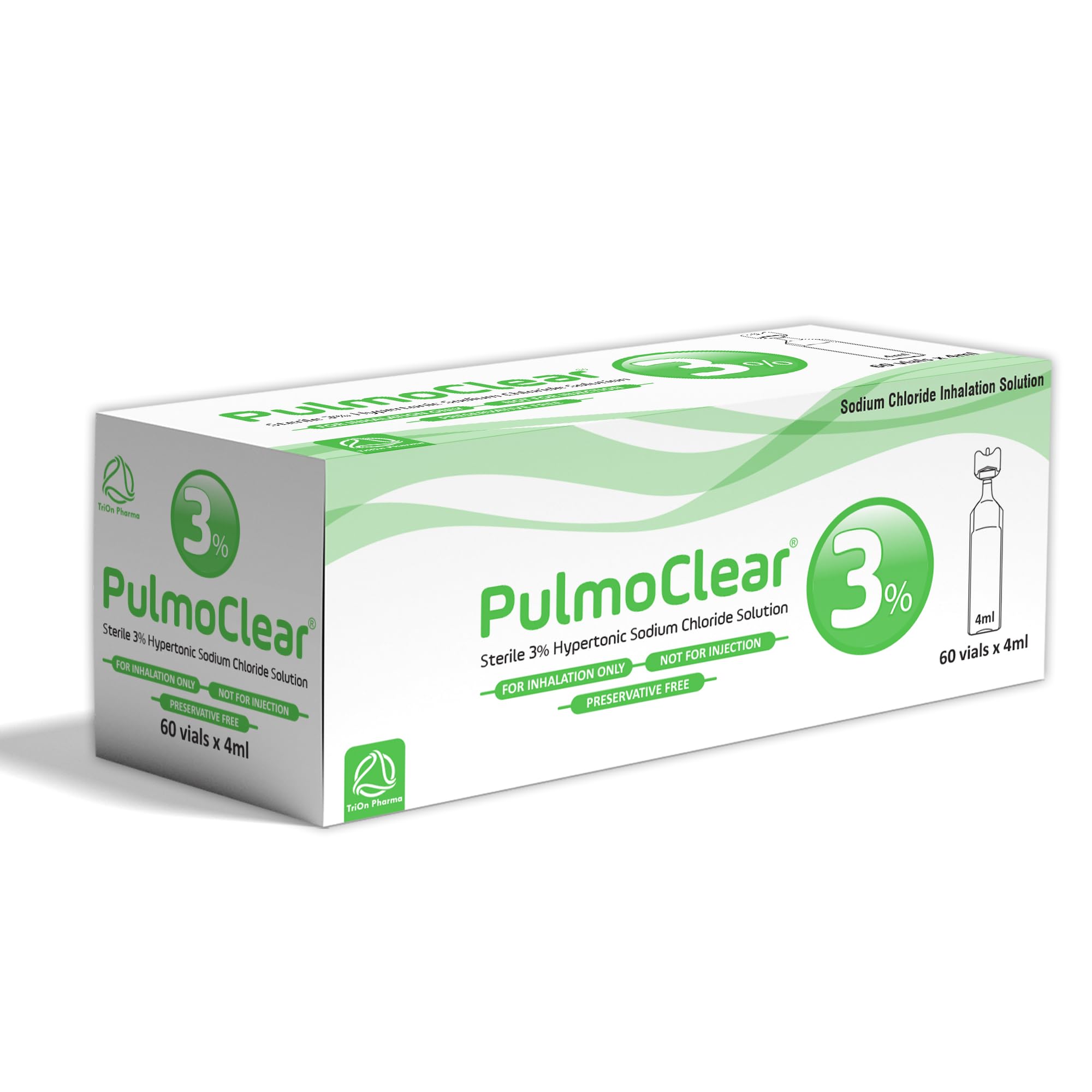 Sterile Hypertonic Saline 3% Solution for Inhalation - 60x4ml Single-Dose Vials for Inhalation (Pack of 60 vials) – Preservative Free