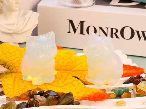 Miniatura 2 de DUQGUHO Regalos de gato, figuras de cristal de ópalo y gato, regalos para mujeres, estatua de gato lindo de la suerte, decoración de escritorio,