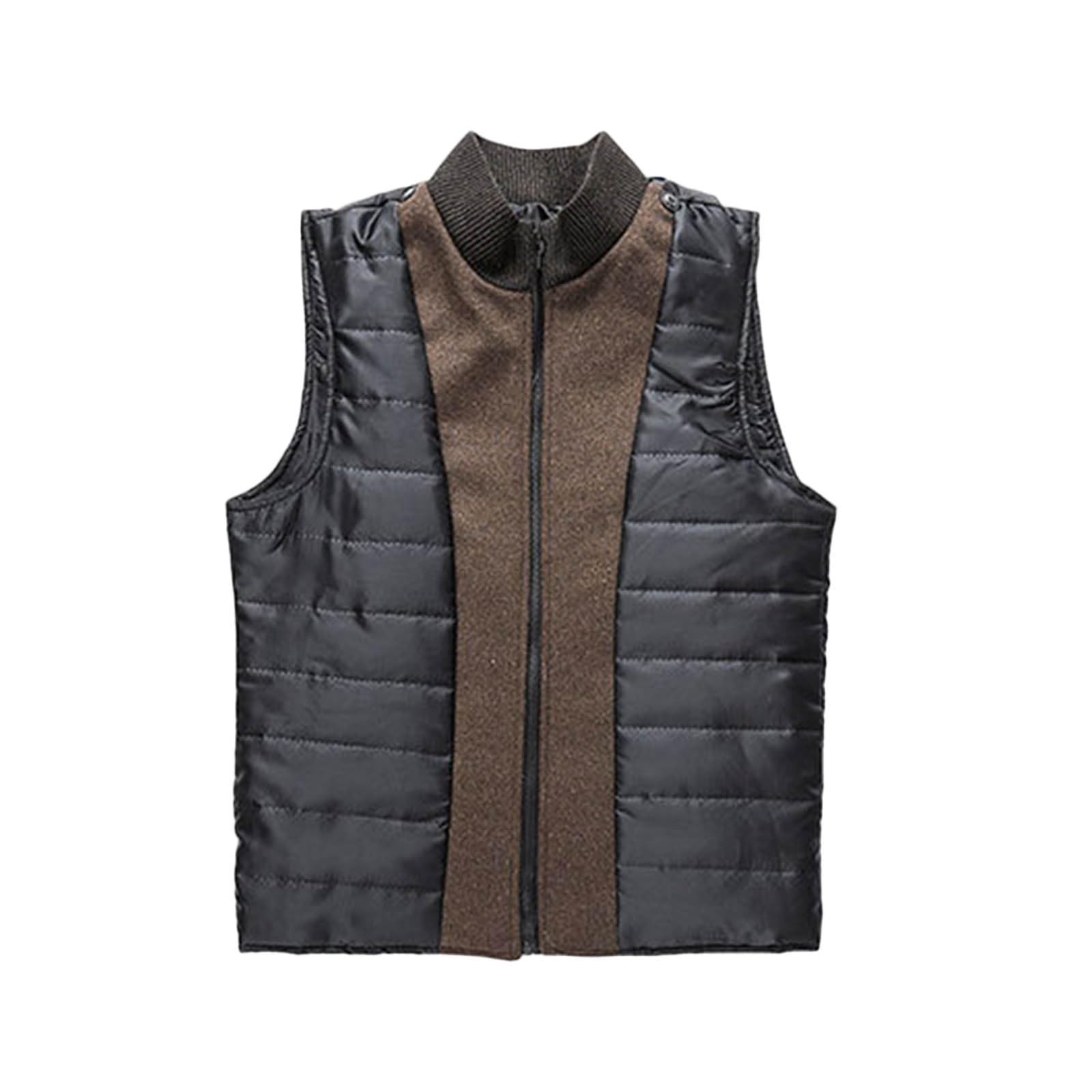 Moda Retro para Hombre Clásico Cuello Alto Botón Chaleco Extraíble Abrigo Mezclado con Lana Otoño E Invierno Cálido Grueso Suelto Informal