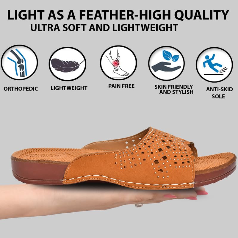 Image of HEALTH FIT Extra Super Soft Ortho Care Diabetic & Orthopedic Slippers /Doctor Chappal & Ultra-Lightweight Stylish Footwear for Women's 677
