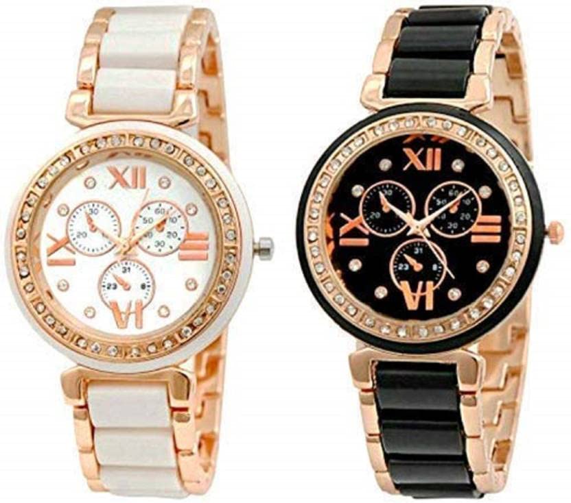BIZOLO Stylish Luxury Chain Strap Designer Analogue Watch for Girls & Women - Combo Pack of 2 (B0BV3H9CBM) Amazon Price History, Amazon Price Tracker