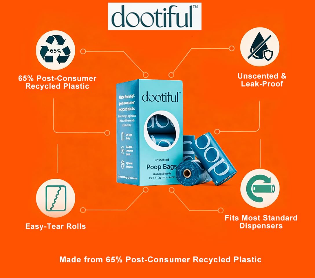 Lot de 120 sacs à déjections canines non parfumés 8 rouleaux