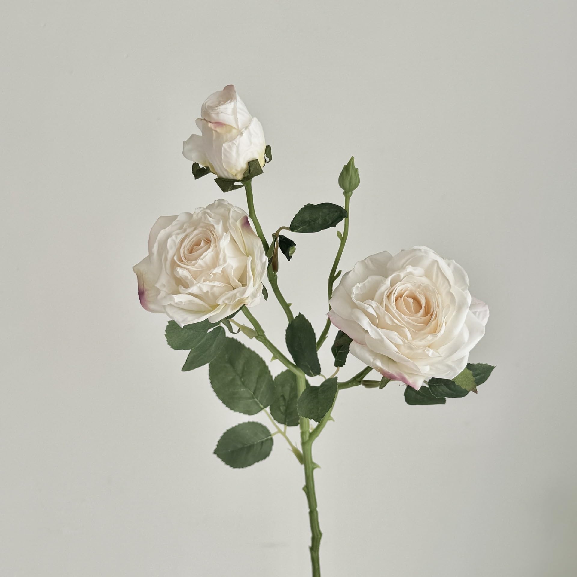 WLH Alexanders 3Heads Roses Wedding Bouquet Real Touch Artificial Flowers For Home Decor Flower Arrangement Centerpieces faux flower(Wei�)
