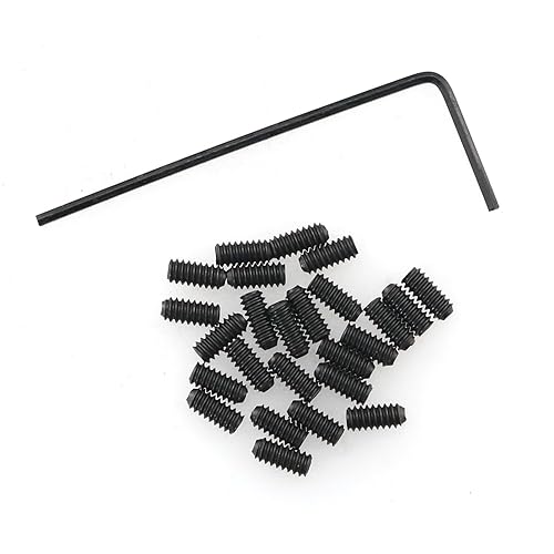 DGBRSM Juego de 25 tornillos hexagonales de acero al carbono de 4-40 x 14 pulgadas con llave hexagonal, color negro