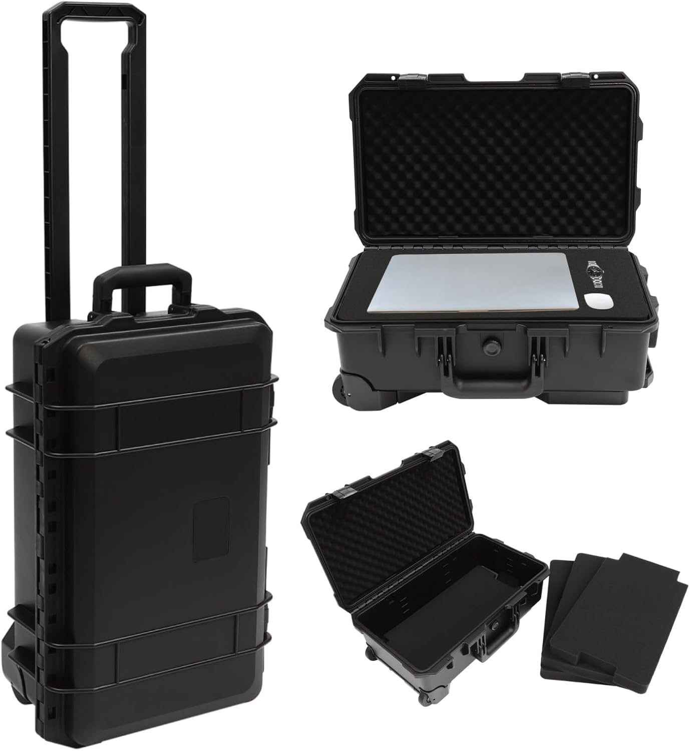 Protective Camera Case, 22 Inch Protective Camera Case Water Shock Proof with Foam, Camera Trolley Hard Case with IP67 Waterproof Portable Protective Storage Box for Travel, Camera, Tool (Black)