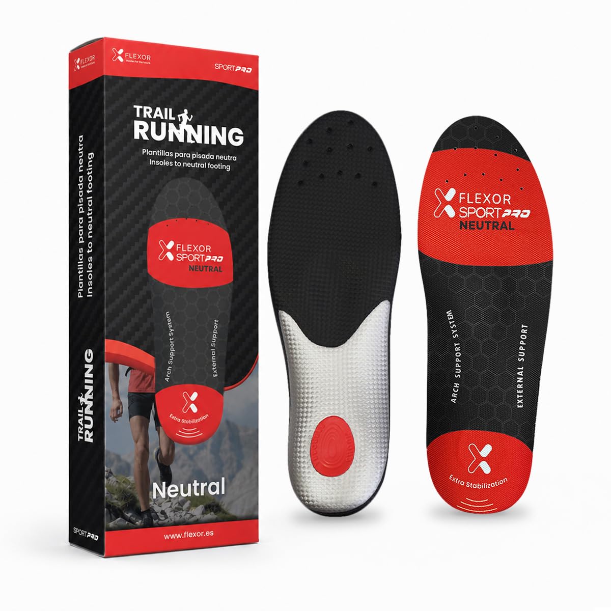 Flexor Plantillas Trail Running para Pie Neutro, Soporte de Arco Plantar, Amortiguador de Impacto, Talla 37