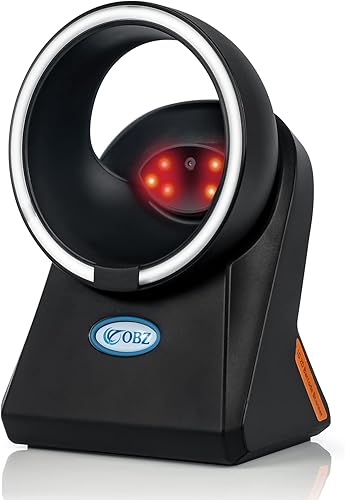 Escáner de código de barras 2D con cable USB, 1D 2D QR Escáner de código de barras de escritorio Omnidireccional 2D manos libres lector de código de