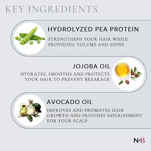 Miniatura 6 de N+B - Acondicionador para el cabello de 1 litro, sin sulfatos ni parabenos, combate el encrespamiento, las puntas abiertas y las hojas del cabello