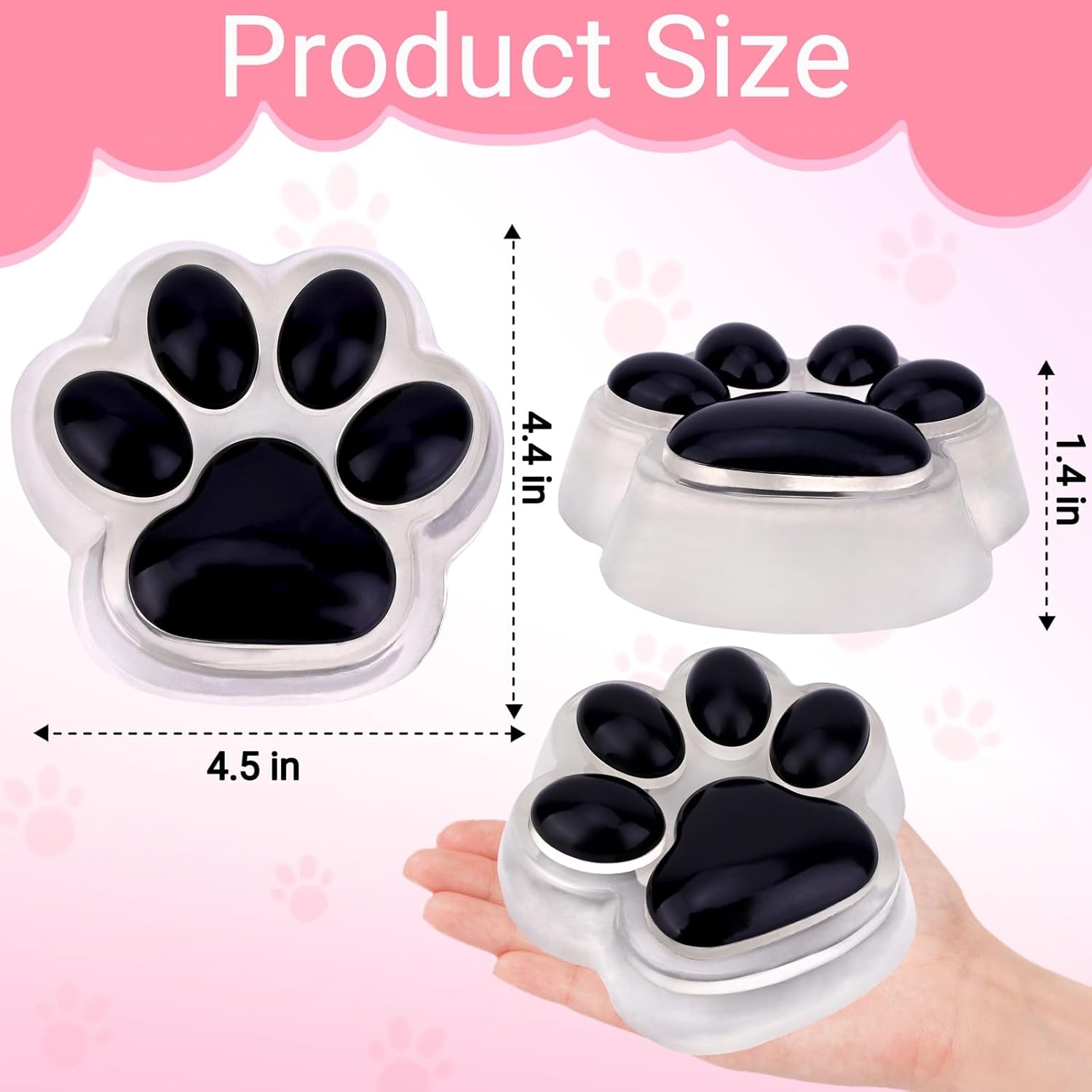 Big Taba Squishy Cat Paw Fidget Toy, Squishies Squeeze Toys for Girls 4-8, Ultra-Soft Sticky Sensory Toy Party Favors for Kids 8-12, Autism Stress Relief (Black and Clear)