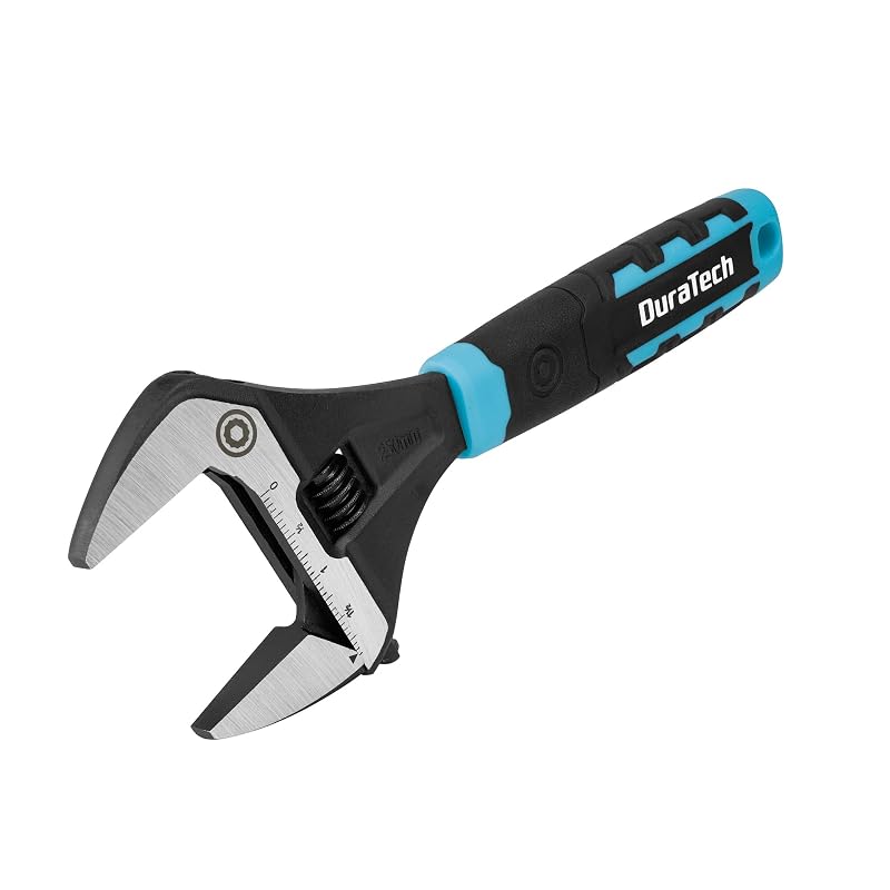 Chave Ajustável DURATECH de 25,4 cm com Abertura Ampla de 50 mm, Aço Cromo-Vanádio, Preta e Azul